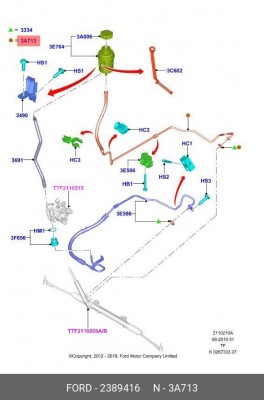 трубка ГУР низкого давления!\ Ford Transit 14> 2389416 FORD