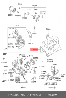 Прокладка HYUNDAI Porter дв.D4BF крышки передней OE 2141242061 HYUNDAI KIA