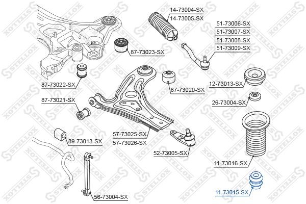 отбойник амортизатора переднего!\ Daewoo Kalos 02> 11-73015-SX STELLOX