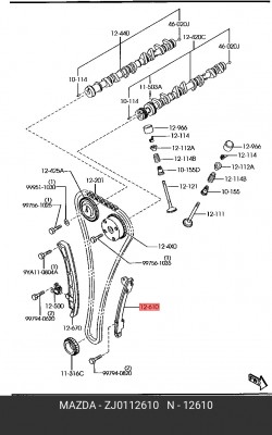 Планка направляющая цепи грм ZJ0112610 ZJ01-12-610 MAZDA