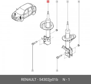 амортизатор передний правый!\ Nissan X-Trail, Renault Koleos 07> 54302JY01B RENAULT