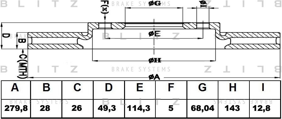 Диск тормозной передний вентилируемый NISSAN Almera/Primera/Maxima/X-Trail 00- B BS0170 BLITZ