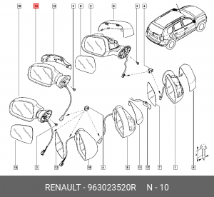 зеркало левое! электр. выпукл. с подогр.\Dacia Logan, Renault Sandero 1.2-1.6/1. 963023520R RENAULT