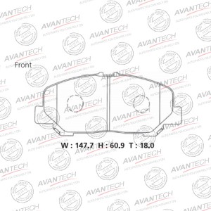 Колодки тормозные дисковые Avantech передние (противоскрипная пластина в компл.) AV845 AVANTECH