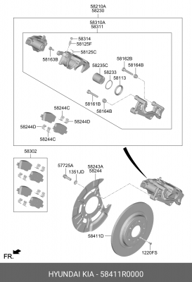 Диск тормозной KIA Carnival (20-) задний (1шт.) OE 58411R0000 HYUNDAI KIA