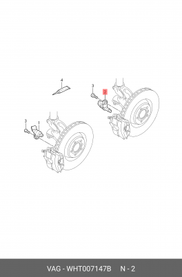 Датчик АБС VW AUDI SEAT SKODA колеса заднего OE WHT007147B VAG