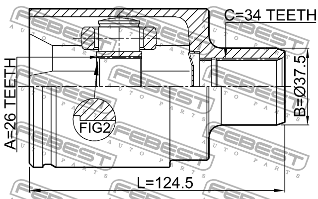 ШРУС внутренний правый OPEL ASTRA J 2010-2015 1811-A17DRH 1811-A17DRH FEBEST