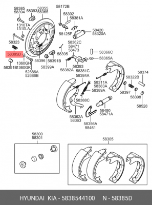 Пружина HYUNDAI Porter ограничителя бокового смещения колодок OE 5838544100 HYUNDAI KIA
