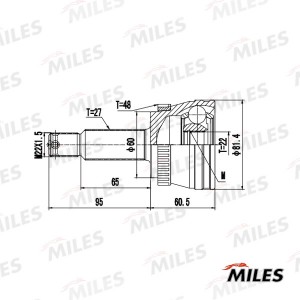 ШРУС наружный задний KIA SPORTAGE I-II 04-10 GA20698 GA20698 MILES