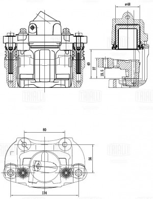 Суппорт ВАЗ-2108-2115 правый в сборе TRIALLI CF419 TRIALLI