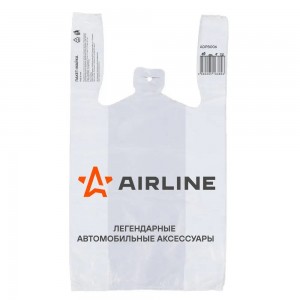 ADPB006 Пакет-майка фирменный AIRLINE, ПНД 16 мкм (28x50+14 см), белый (ADPB006) ADPB006 AIRLINE