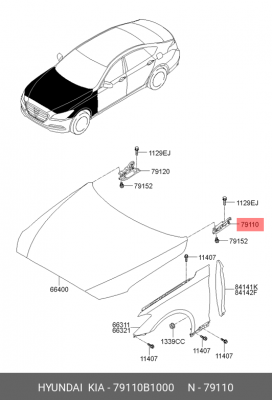 Петля HYUNDAI Genesis (14-) капота левая OE 79110B1000 HYUNDAI KIA