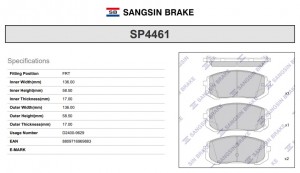 Колодки передние HYUNDAI ELANTRA (CN7) 2020- SP4461 SP4461 SANGSIN