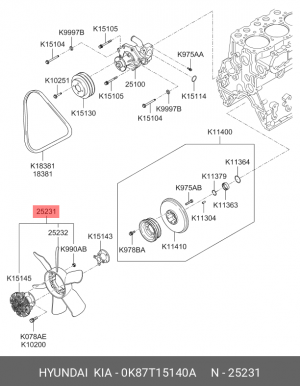 Вискомуфта HYUNDAI HD120 дв.D6DA19,22 привода вентилятора в сборе (с крыльчаткой 0K87T15140A HYUNDAI KIA