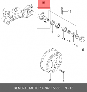 Цапфа DAEWOO Nexia балки задней OE 96115666 GENERAL MOTORS