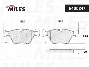 Колодки тормозные передние (без датчика) (Смесь Low-Metallic) (BMW E46 99-05/E83 E400247 MILES