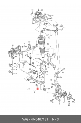 сайлентблок нижн. рычага пер.!\ VW Toureag 3.2-6.0/2.5TDi-5.0TDi 02> 4M0 407 181 VAG