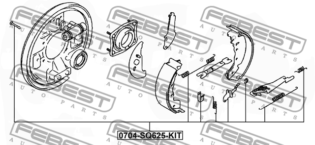 Комплект монтажный барабанных колодок SUZUKI GRAND VITARA 0704-JB625-KIT 0704-JB625-KIT FEBEST