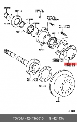 TOYOTA LAND CRUISER 80/120/150 полуоси зад. моста прав. 42443-60010 TOYOTA