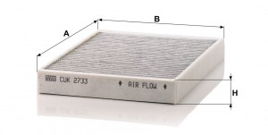 VOLVO S80 (2006>)/ V70 (2007>)/ XC60 (2008>) УГОЛЬНЫЙ CUK2733 MANN FILTER