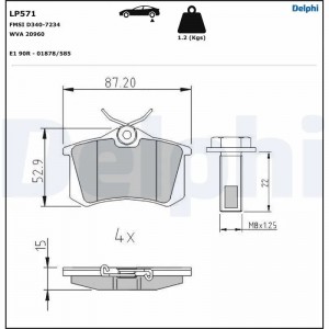 LP571 колодки дисковые з.\ VW Golf/Passat 1.6-2.8/1.9TDi 88-99 LP571 DELPHI