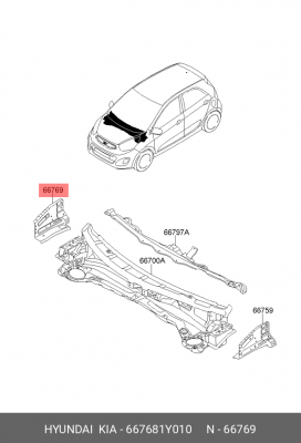 667681Y010 кронштейн поперечины моторного отсека 667681Y010 MOBIS