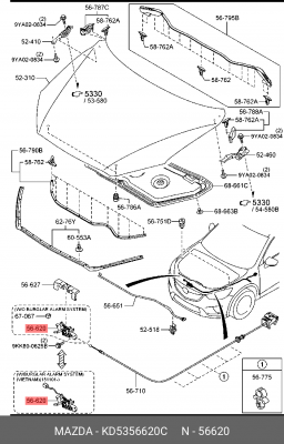 ЗАМОК КАПОТА KD5356620C KD5356620C MAZDA