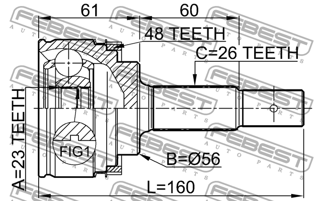ШРУС 0110-ZZT220A48 0110-ZZT220A48 FEBEST