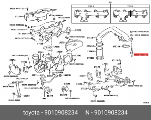 Болт с двухгранной головкой 90109-08234 90109-08234 TOYOTA