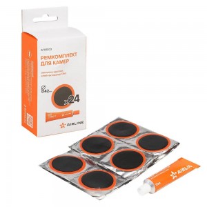 Ремкомплект для бескамерных шин "AIRLINE" (заплатки круглые d42 мм, клей активат ATRS103 AIRLINE