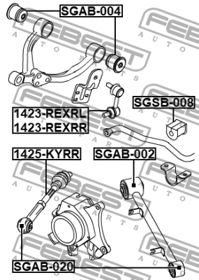 Тяга задняя поперечная с шаровой SSANG YONG REXTON 2001-2013 1425-KYRR 1425-KYRR FEBEST