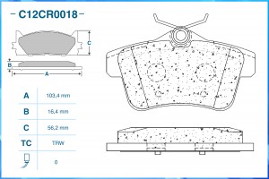 Тормозные колодки задние Low Metallic C12CR0018 C12CR0018 CWORKS