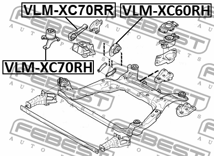 Опора двигателя правая (гидравл) VOLVO S60 II, S80 II VLM-XC70RH VLM-XC70RH FEBEST