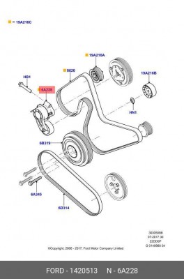 ролик натяжной c механизмом натяжения!\ Ford Transit 2.2HDi 06> 1 420 513 FORD
