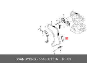 Успокоитель цепи ГРМ SSANGYONG Actyon (06-),Kyron (05-),Actyon Sports,Rexton (D2 6640501116 SSANG YONG