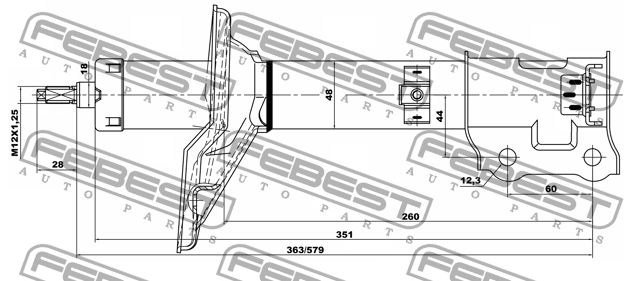 Амортизатор передн правый HYUNDAI ACCENT/VERNA 00 1999- 12667891RR 12667891RR FEBEST