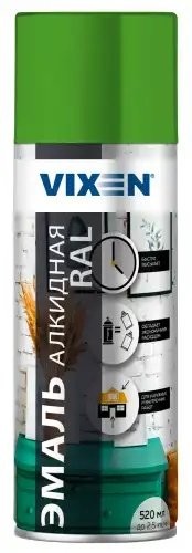 Краска светло-зеленая аэрозоль 520мл универсальная VIXEN VX16018 VIXEN