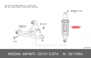 Амортизатор передний левый в сборе с пружиной PATROL Y62 E6101-1LB7A E6101-1LB7A NISSAN