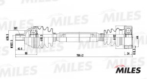 Привод в сборе правый AUDI A3/GOLF 1.6 03- (GKN 304753) GC02002 GC02002 MILES