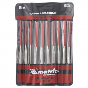 Набор надфилей алмазных 140х70х3 10шт. MATRIX 15835 MATRIX