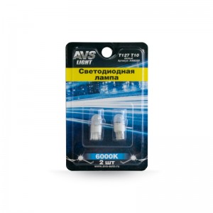 к-т ламп! светодиодных T127 T10/белый/ (W2.1x9.5D) 1SMD 3030 12V 1W блистер 2шт\ A40835S AVS