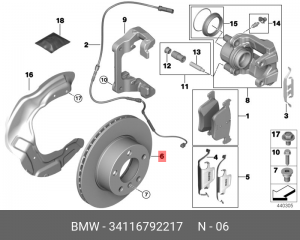 Диск тормозной BMW 3 (F30) передний (1шт.) ОЕ 34 11 6 792 217 BMW