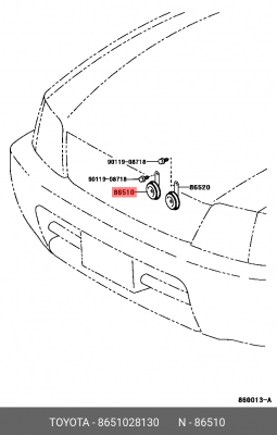 Сигнал 8651028130 Toyota 86510-28130 TOYOTA