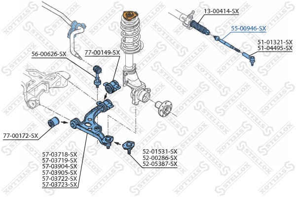 тяга рулевая! с г/у\ Fiat Ducato all 94> 55-00946-SX STELLOX