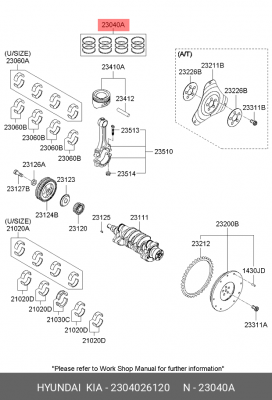 Кольца поршневые HYUNDAI Accent (07-),Getz (07-) KIA Rio (07-) (1.6) d+0.00 комп 2304026120 HYUNDAI KIA