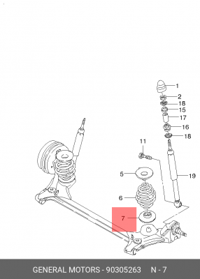 Проставка пружины DAEWOO Nexia задней нижняя OE 90305263 GENERAL MOTORS