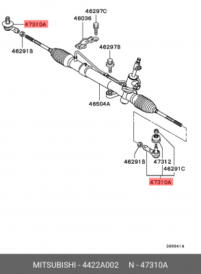 наконечник рулевой тяги!\ Mitsubishi Lancer 01>/Outlander 02-07 4422A002 MITSUBISHI