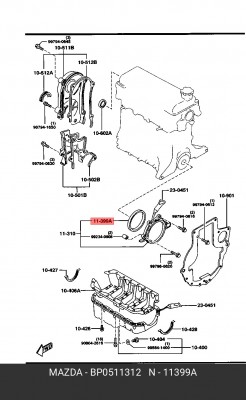 Сальник коленвала MAZDA 323 (BG,BA) (89-97) (1.3/1.5/1.6/1.8) задний (9х83х100)  BP0511312 MAZDA