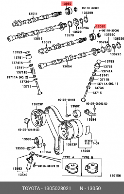 фазорегулятор привода распредвала!\ Toyota Camry/Rav4 2.0-2.4 00> 13050-28021 TOYOTA