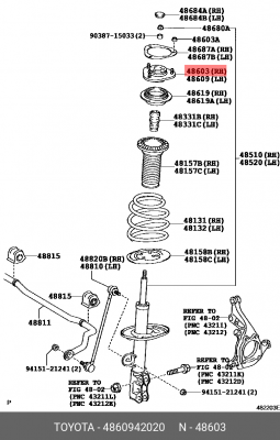 опора амортизатора переднего!\ Toyota Rav 4 2.4 16V/3.5 24V 05> 48609-42020 TOYOTA